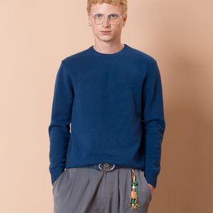 Navy blue светр Symarhl з круглою стійкою -фронтальний вигляд