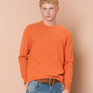 Чоловічий вовняний светр з круглою горловиною (Persimmon Orange)
