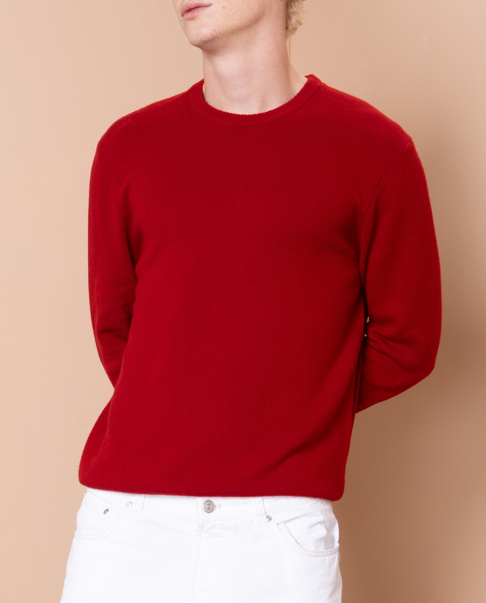 Чоловічий вовняний светр з круглою горловиною (Haute Red)