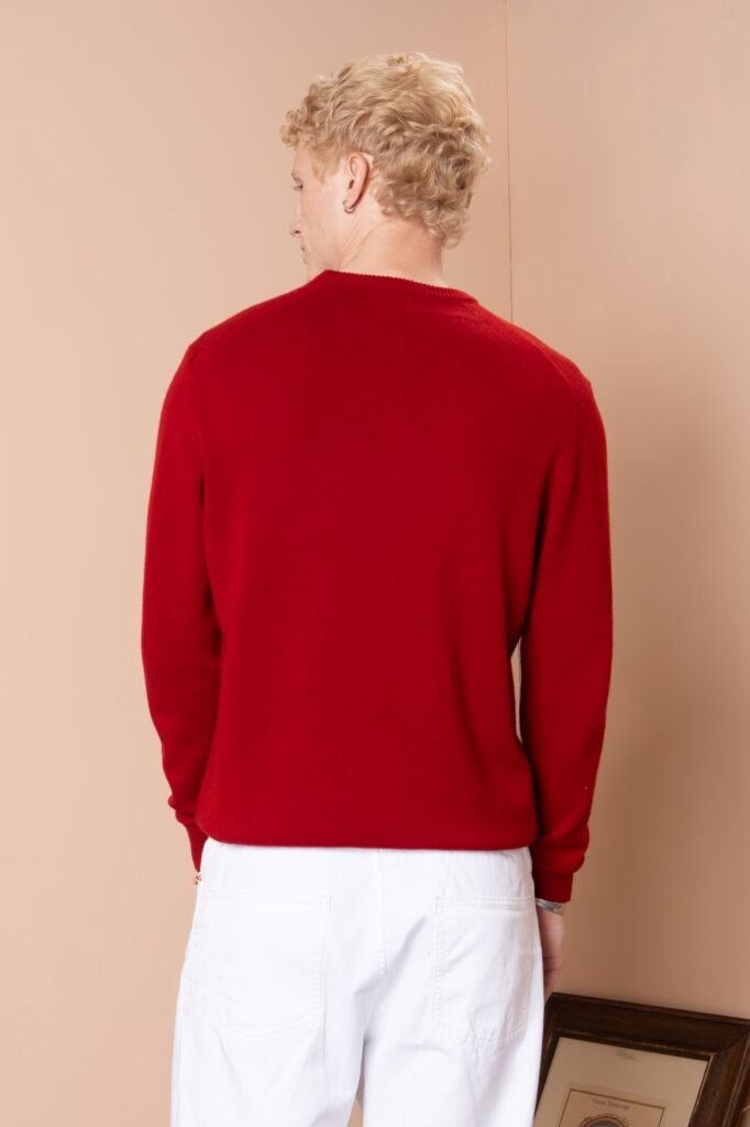 Чоловічий вовняний светр з круглою горловиною (Haute Red)