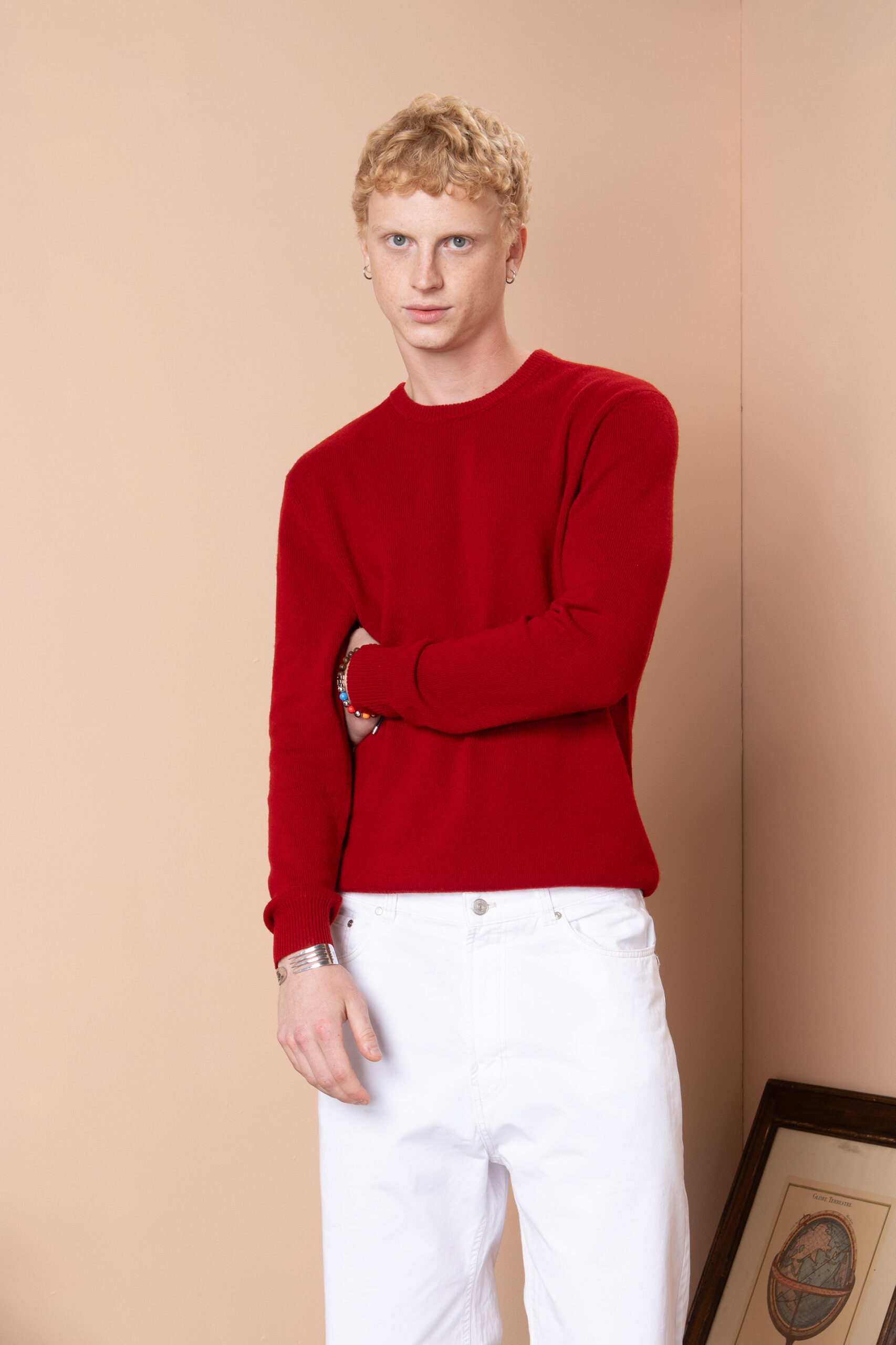 Чоловічий вовняний светр з круглою горловиною (Haute Red)